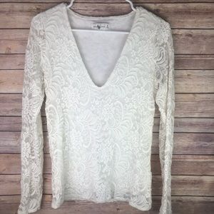 White lace Abercrombie and Fitch long sleeve shirt